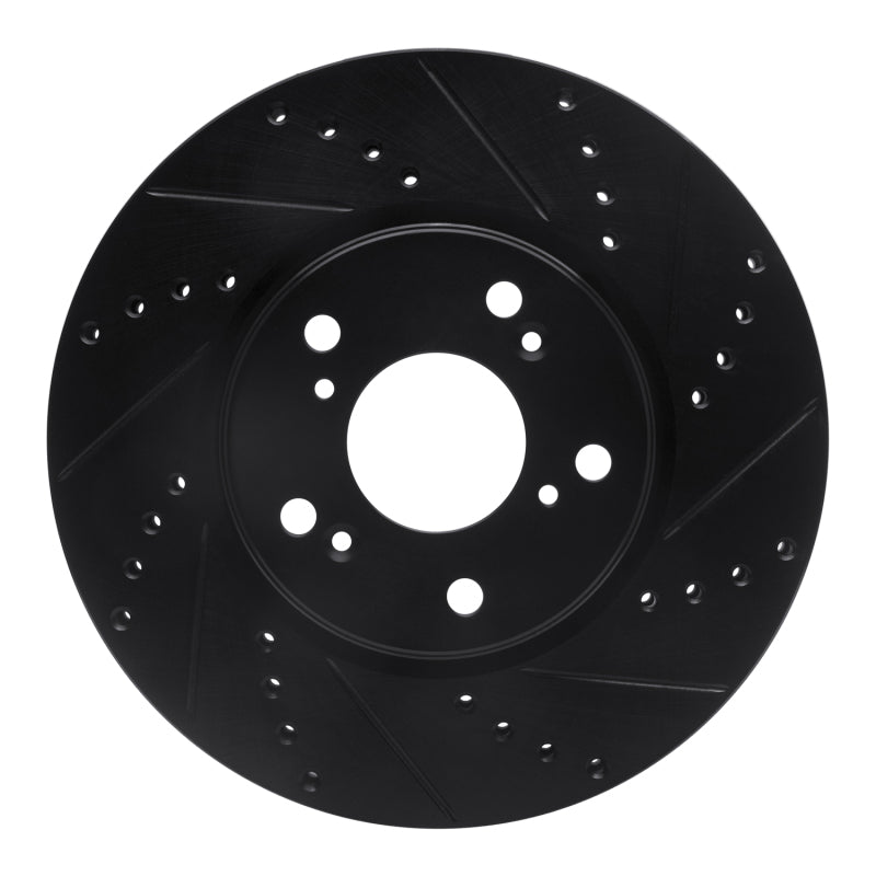 R1 13-22 Honda Accord Coupe Front Right Drilled & Slotted Black Brake Rotor