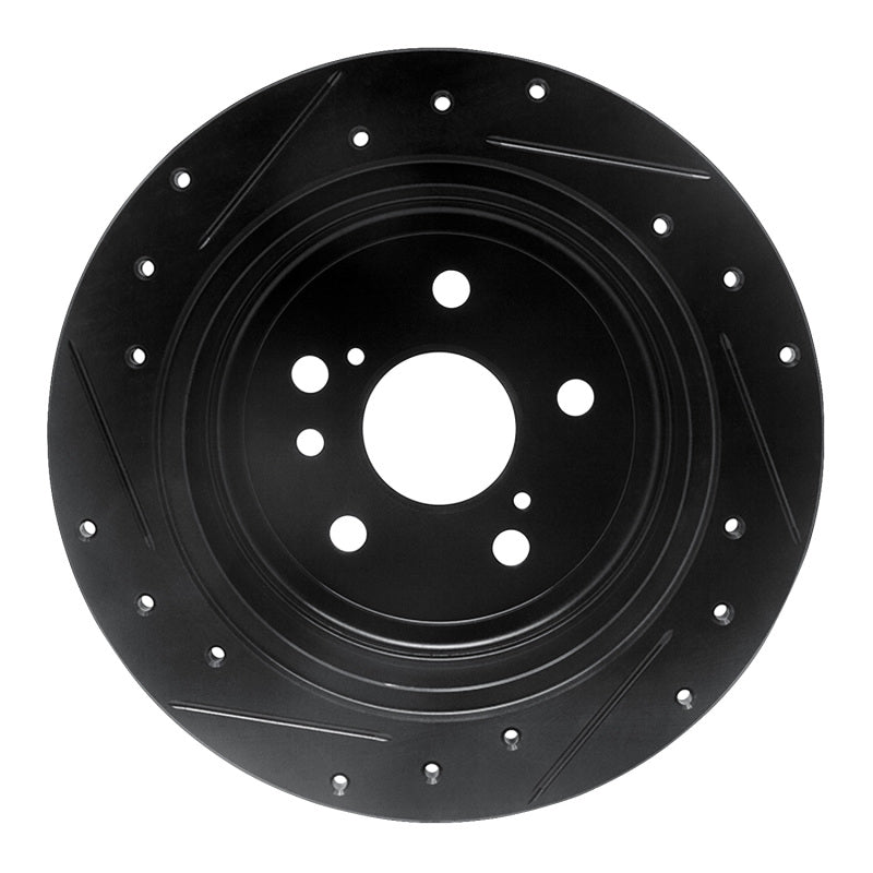 R1 04-10 Toyota SIENNA Rear Right Drilled & Slotted Black Brake Rotor