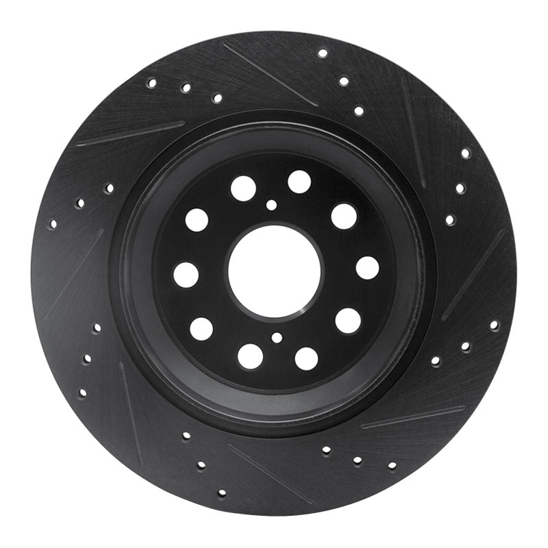 R1 07-17 Lexus LS460 Rear Left Drilled & Slotted Black Brake Rotor