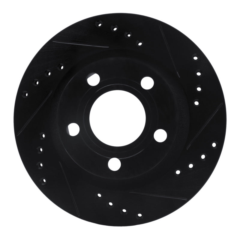 R1 99-05 Audi A6 Quattro Rear Right Drilled & Slotted Black Brake Rotor