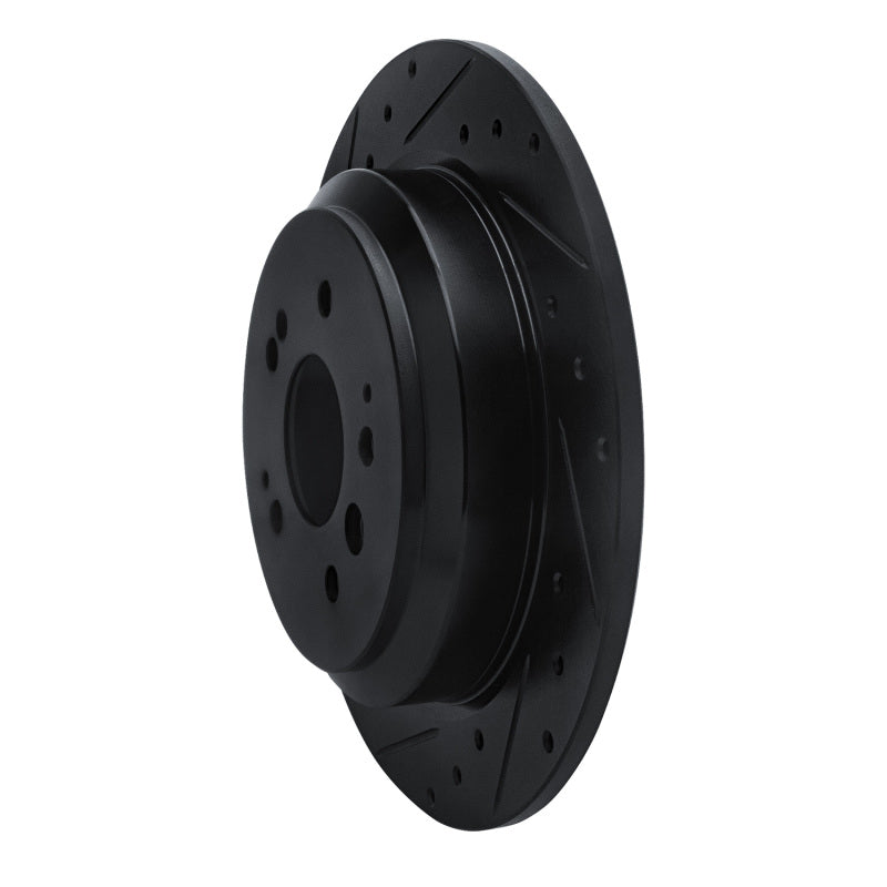 R1 16-25 Honda Ridgeline Rear Left Drilled & Slotted Black Brake Rotor