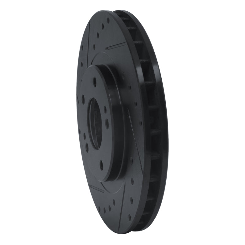 R1 91-93 Dodge STEALTH Front Left Drilled & Slotted Black Brake Rotor