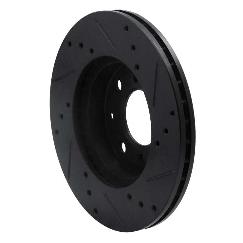R1 90-00 Honda Civic Wagon Front Left Drilled & Slotted Black Brake Rotor