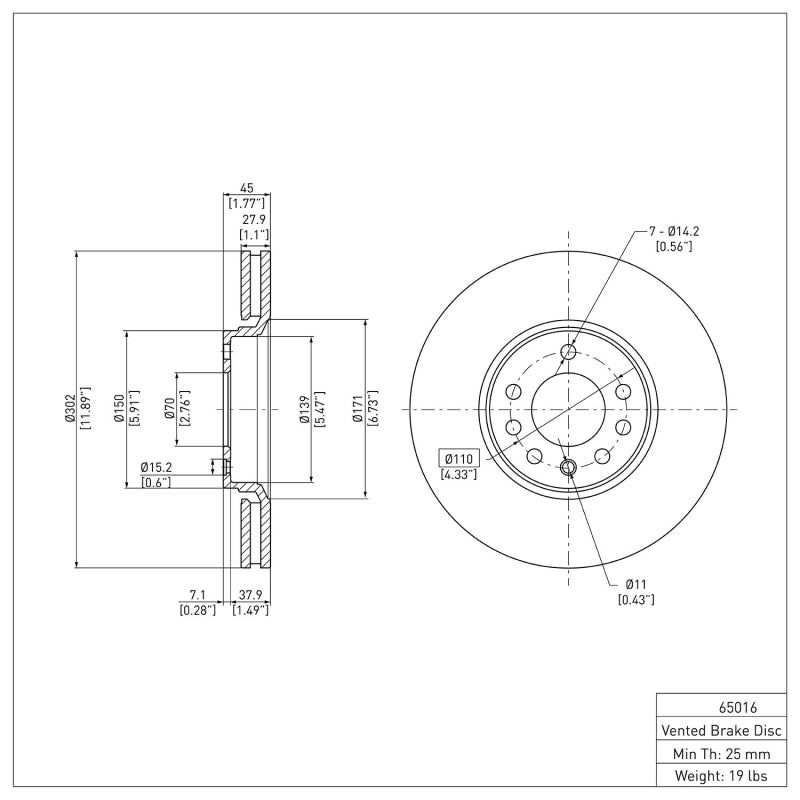 R1 03-11 Cadillac BLS (Mexico) Front Brake Rotor