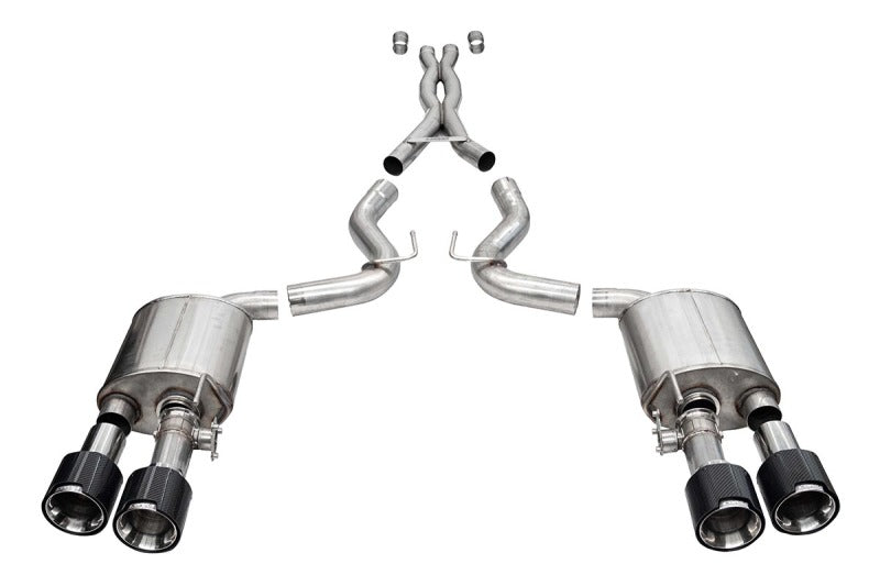 Corsa 20-22 Ford Mustang GT500 3.0in Dual Rear Exit Catback w/ Twin 5.0in Polished Carbon Fiber Tips