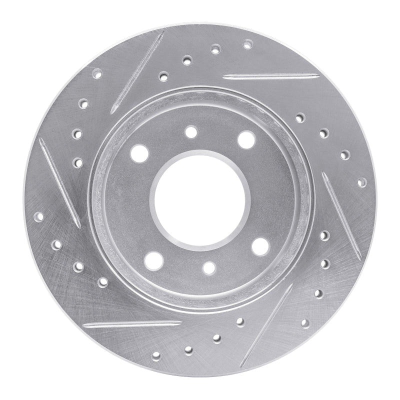 R1 89-96 Nissan 240SX Front Right Drilled & Slotted Silver Brake Rotor