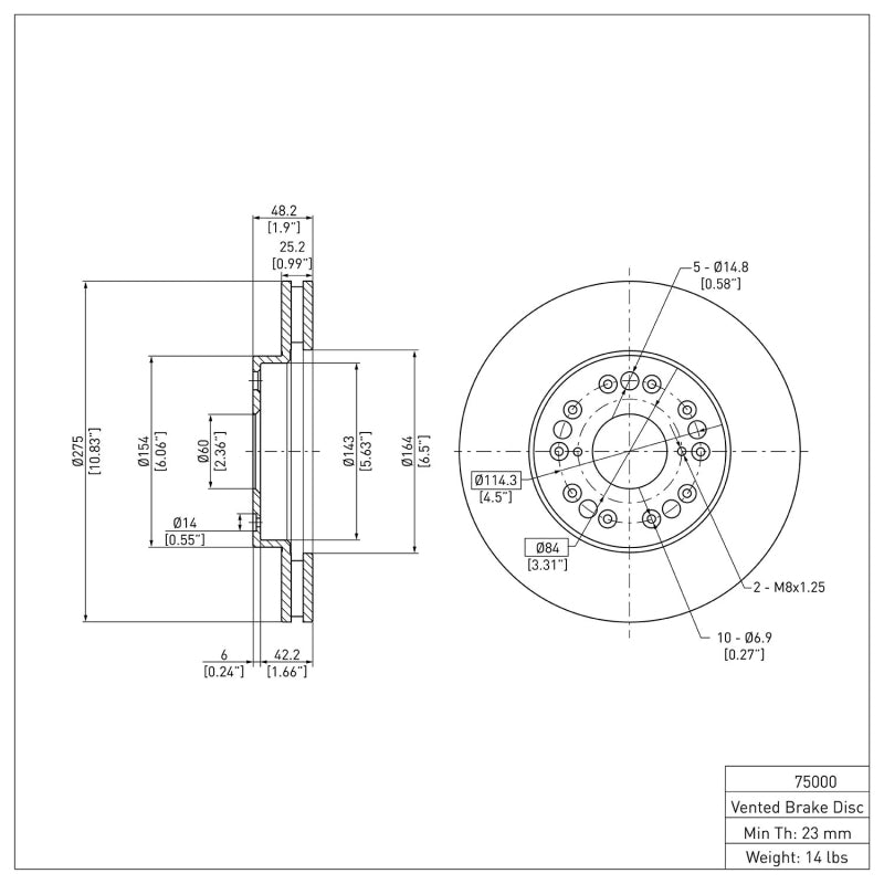 R1 90-90 Lexus LS400 Front Brake Rotor