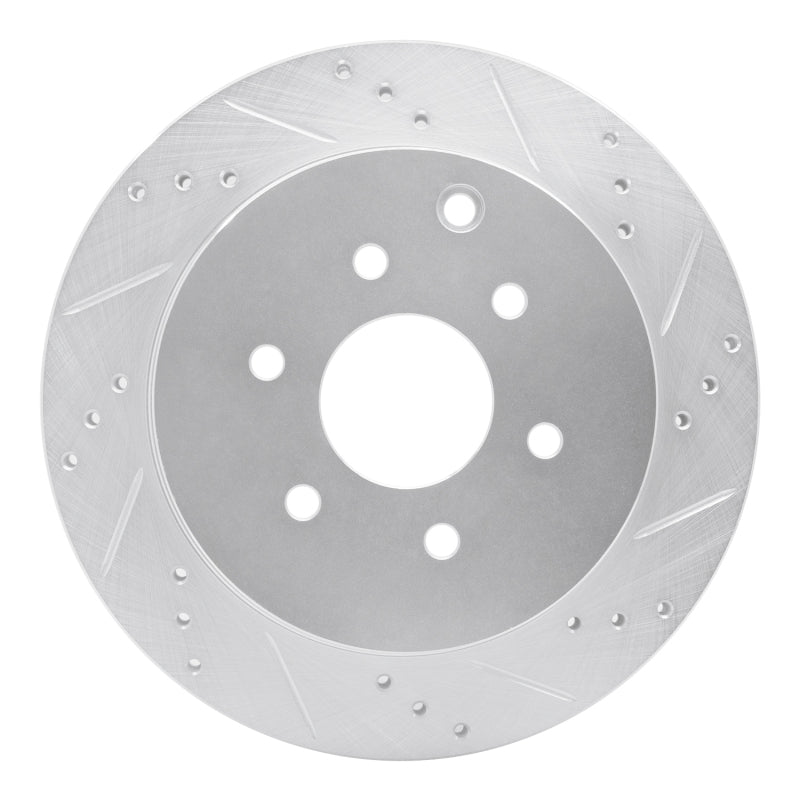R1 05-12 Nissan Pathfinder Rear Right Drilled & Slotted Silver Brake Rotor
