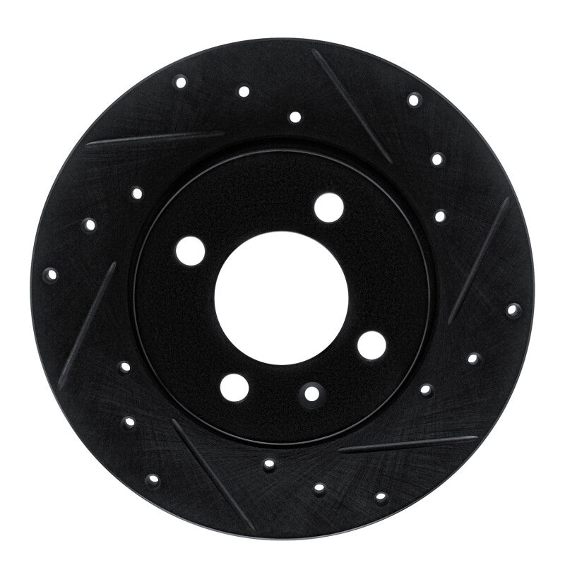 R1 84-97 Audi Coupe Front Right Drilled & Slotted Black Brake Rotor