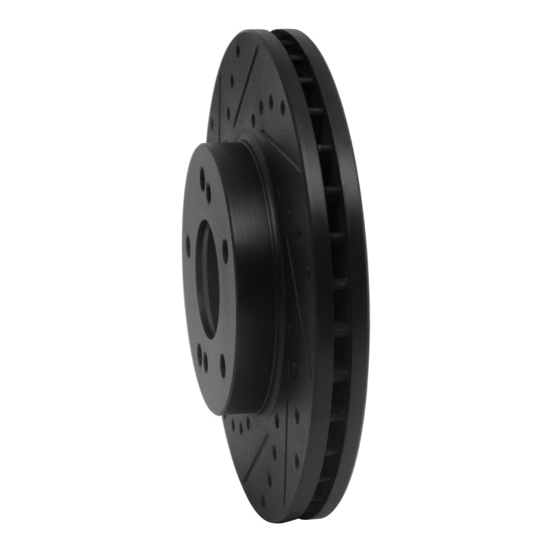 R1 90-97 Infiniti J30 Front Left Drilled & Slotted Black Brake Rotor