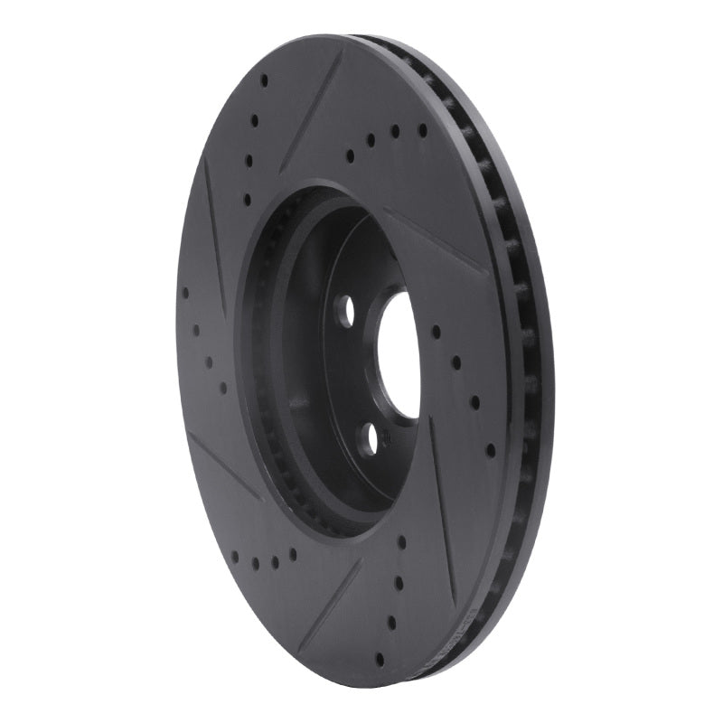 R1 08-19 Pontiac Vibe Front Right Drilled & Slotted Black Brake Rotor