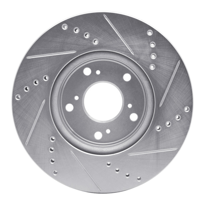 R1 13-22 Honda Accord Sedan Front Left Drilled & Slotted Silver Brake Rotor