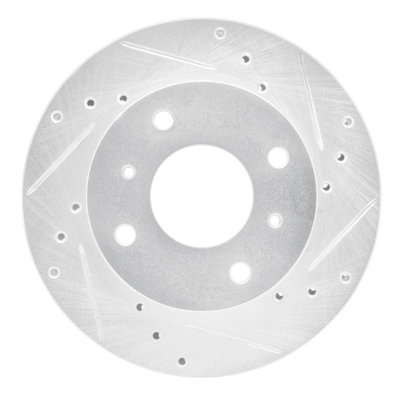DFC 85-89 Nissan Stanza Front Right Drilled & Slotted Silver Brake Rotor