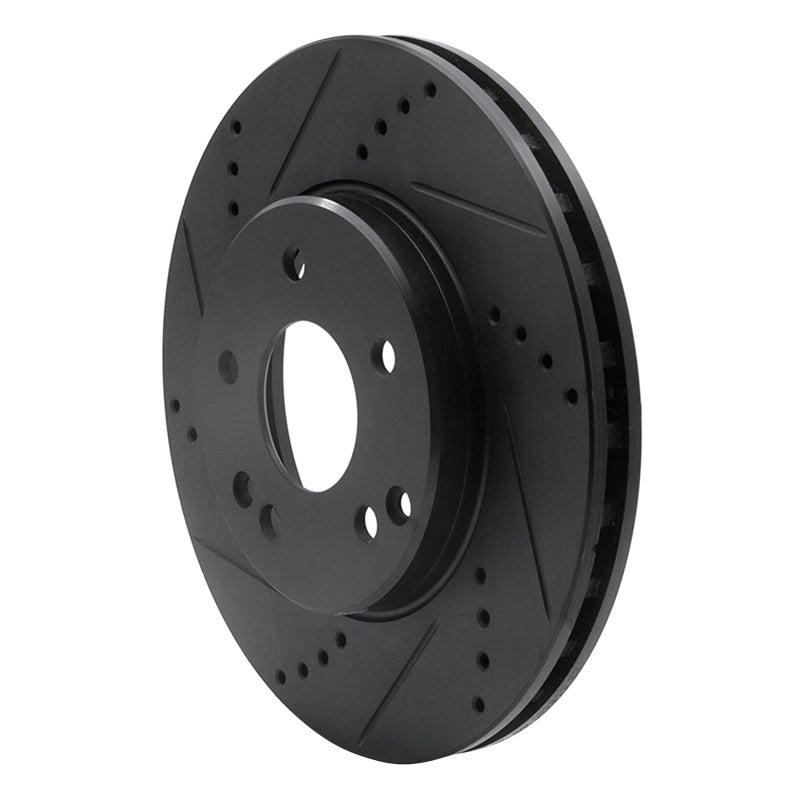 R1 96-15 Mercedes-Benz SLK230 Front Left Drilled & Slotted Black Brake Rotor