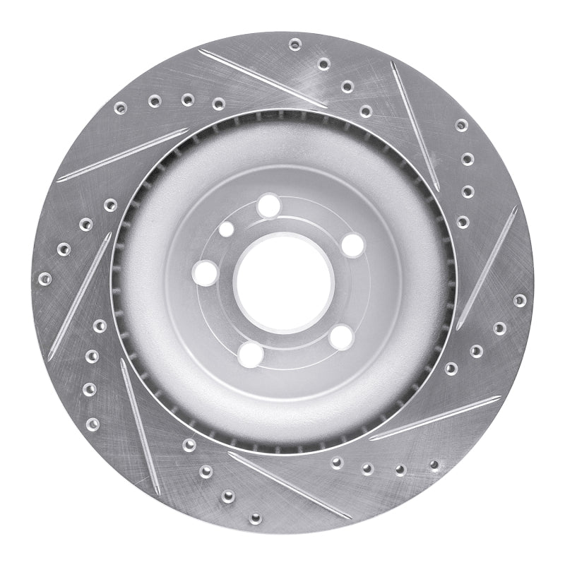 R1 13-19 Ford Police Interceptor Utility Front Left Drilled & Slotted Silver Brake Rotor