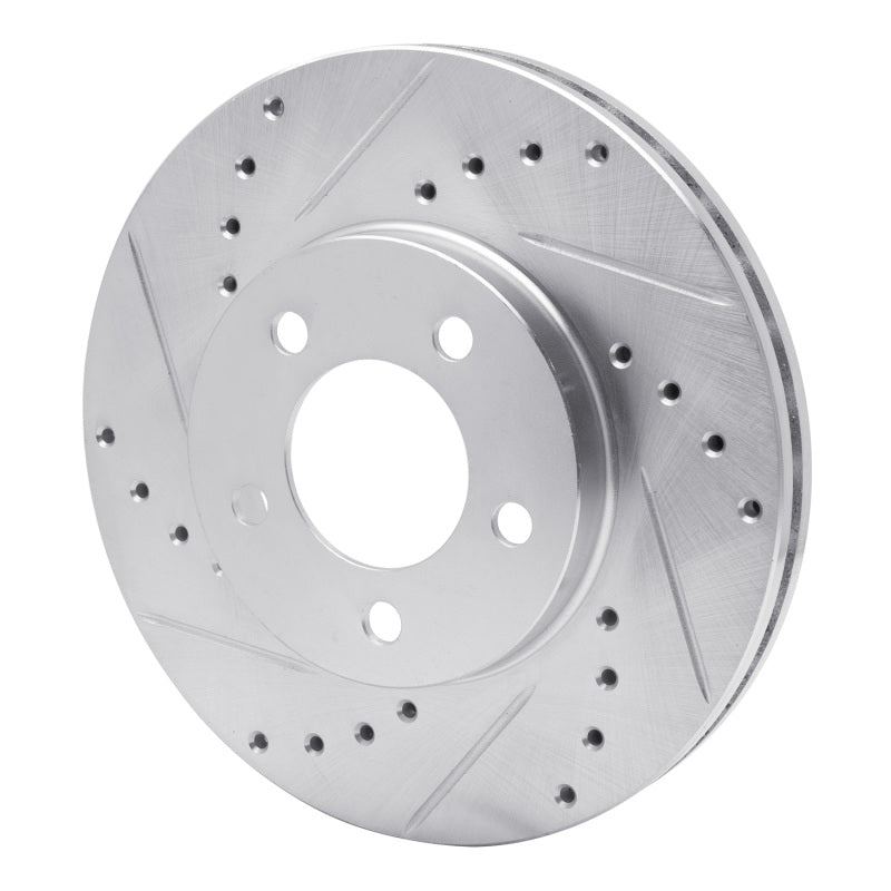 R1 91-00 Ford Taurus (Excl SHO) Front Left Drilled & Slotted Silver Brake Rotor
