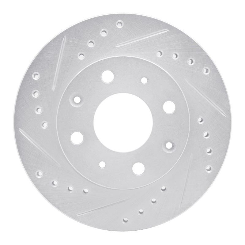 R1 82-83 Honda Accord Sedan Front Left Drilled & Slotted Silver Brake Rotor