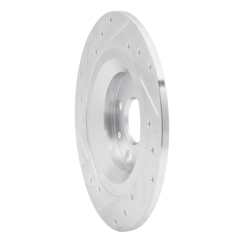 R1 01-05 Mazda Miata Rear Right Drilled & Slotted Silver Brake Rotor