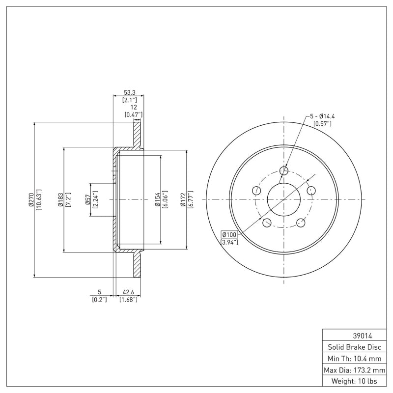 R1 03-10 Chrysler PT Cruiser Rear Brake Rotor