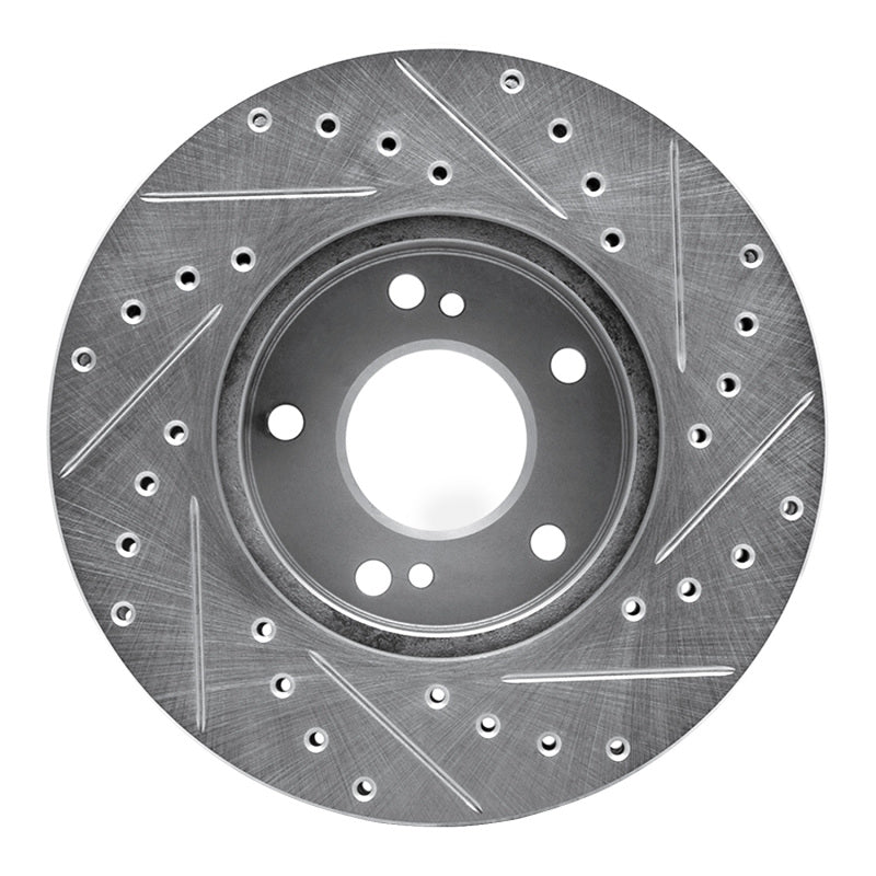 R1 89-96 Nissan 300ZX Turbo Front Left Drilled & Slotted Silver Brake Rotor