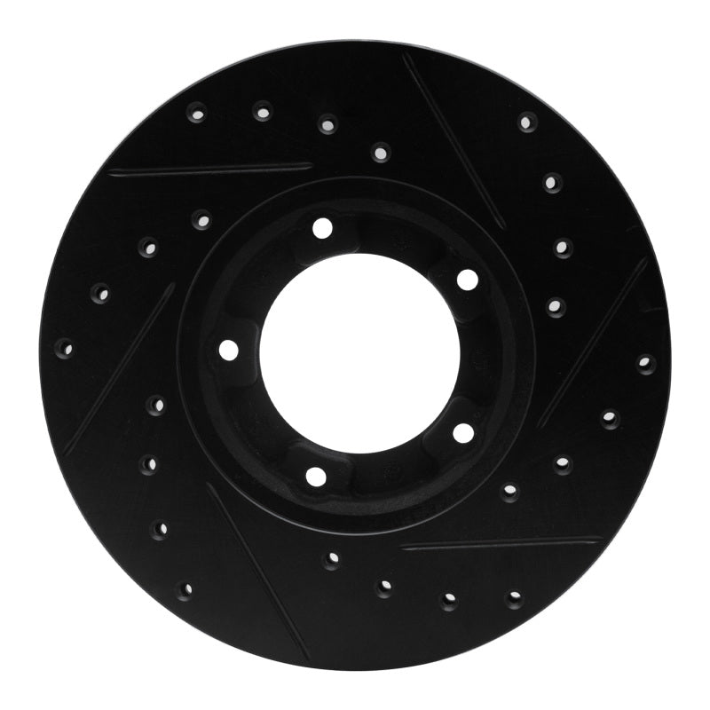 R1 85-92 Toyota Pickup Front Left Drilled & Slotted Black Brake Rotor