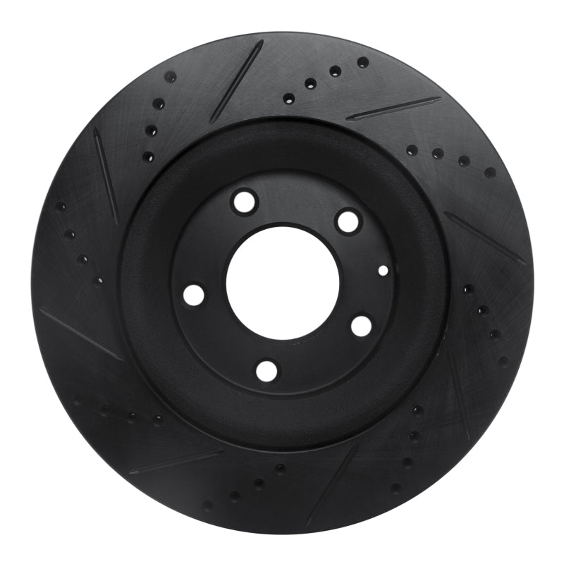 R1 04-11 Mazda RX-8 Rear Right Drilled & Slotted Black Brake Rotor