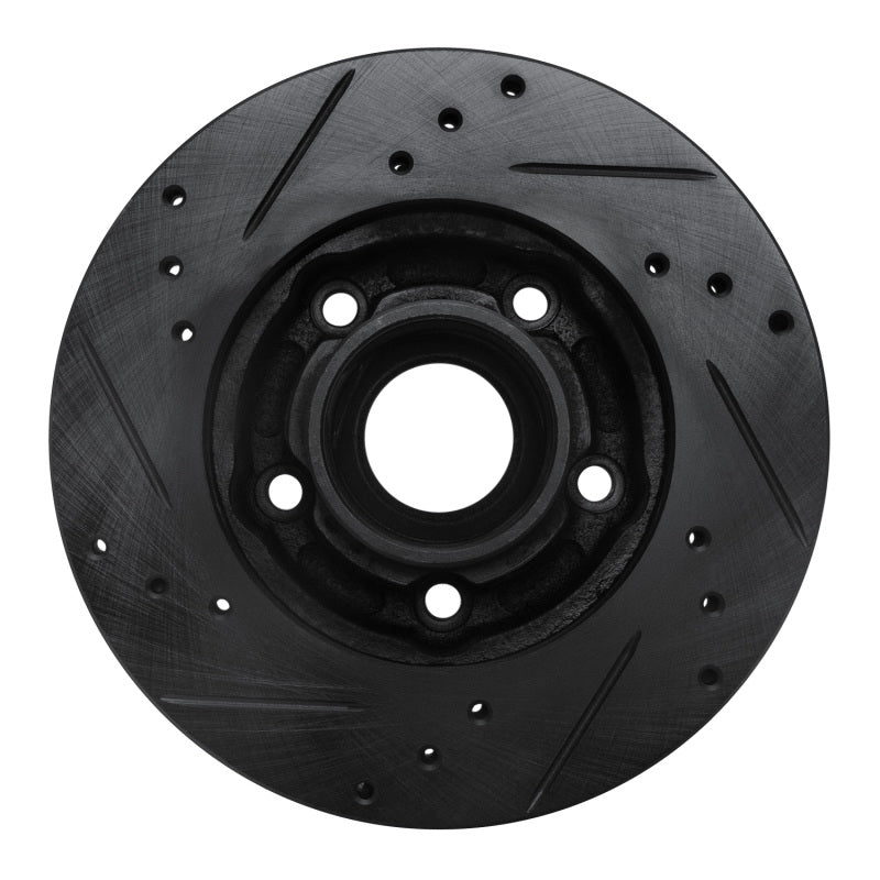 R1 88-91 Mazda 929 Front Right Drilled & Slotted Black Brake Rotor