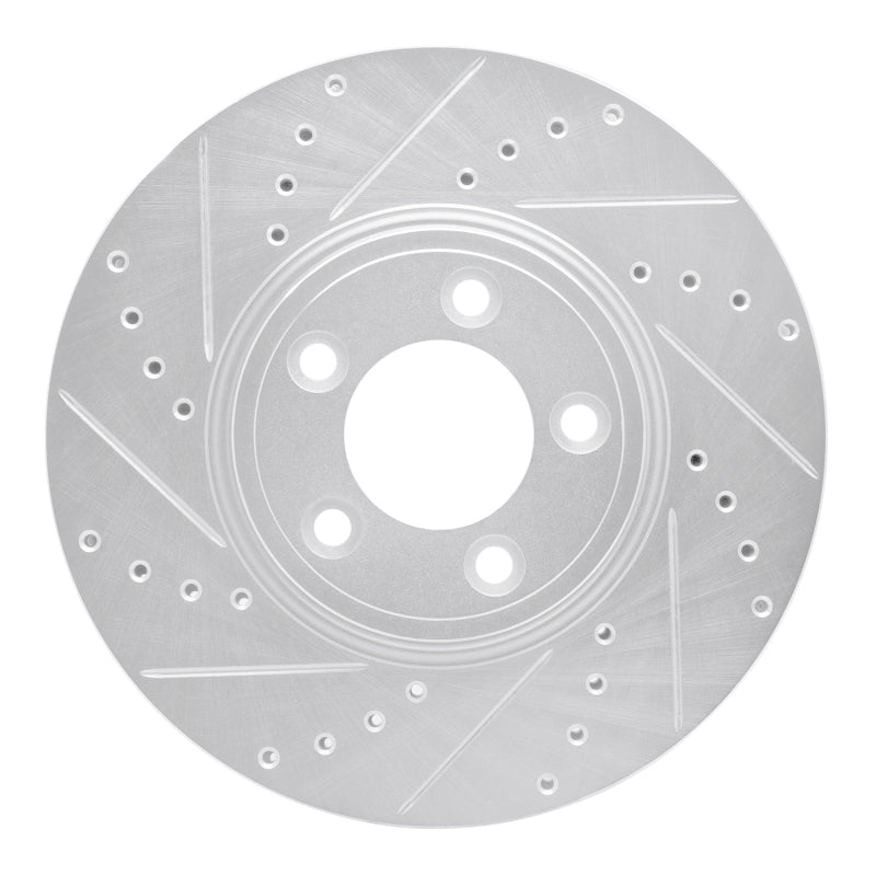R1 06-08 Jaguar S-Type Front Left Drilled & Slotted Silver Brake Rotor