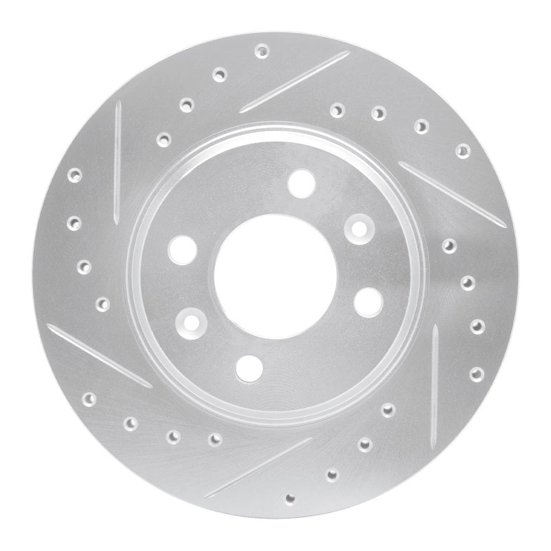 R1 87-93 Saab 900 Front Left Drilled & Slotted Silver Brake Rotor