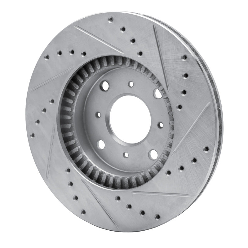 R1 92-96 Honda Prelude Front Left Drilled & Slotted Silver Brake Rotor