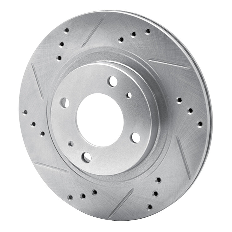 R1 12-17 Mitsubishi I-MIEV Front Left Drilled & Slotted Silver Brake Rotor