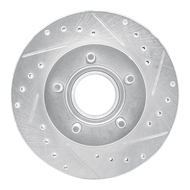 DFC 90-94 Ford Bronco II Front Right Drilled & Slotted Silver Brake Rotor