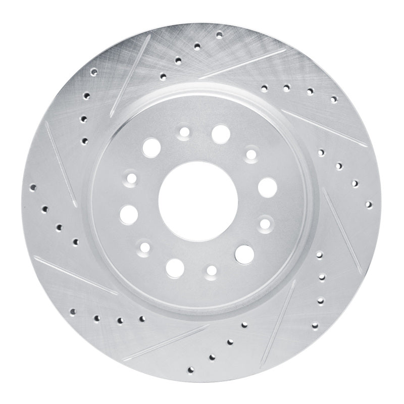 R1 17-25 Buick Enclave Rear Left Drilled & Slotted Silver Brake Rotor