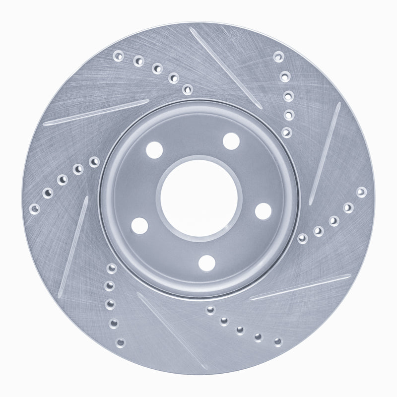 R1 12-18 Ford Focus Front Left Drilled & Slotted Silver Brake Rotor