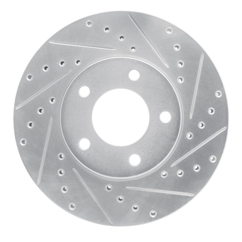 R1 91-96 Chrysler Town & Country Front Right Drilled & Slotted Silver Brake Rotor
