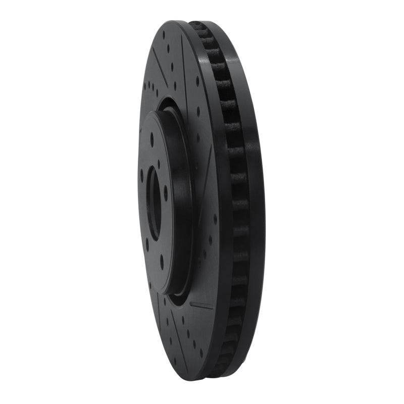 R1 05-14 Infiniti FX45 Front Right Drilled & Slotted Black Brake Rotor