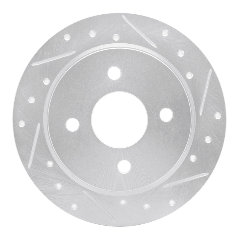 R1 01-19 Ford Fiesta (USA/Canada) Rear Right Drilled & Slotted Silver Brake Rotor