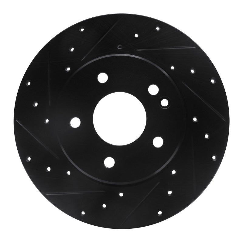 R1 97-98 Mercedes-Benz C230 Front Left Drilled & Slotted Black Brake Rotor
