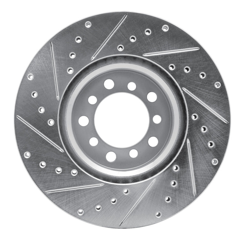 R1 85-91 Mercedes-Benz 560SEC Front Right Drilled & Slotted Silver Brake Rotor