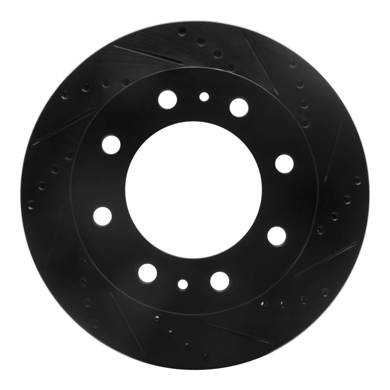R1 08-20 Ford E-Super Duty Rear Right Drilled & Slotted Black Brake Rotor
