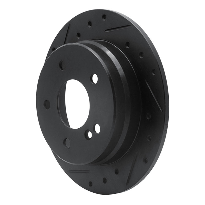 R1 94-98 Mercedes-Benz C280 Rear Left Drilled & Slotted Black Brake Rotor