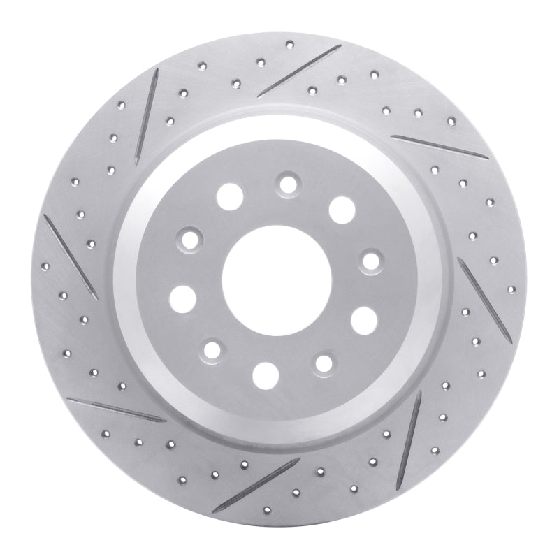 R1 18-25 Jeep Wrangler Rear Left Drilled & Slotted Geo-Carbon Rotor