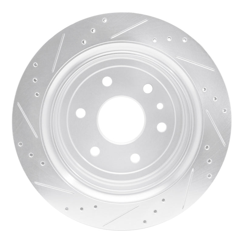 R1 13-19 Cadillac XTS Rear Right Drilled & Slotted Silver Brake Rotor