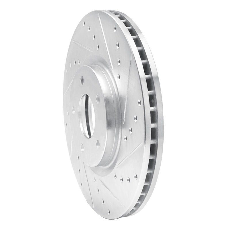 R1 07-17 Nissan Juke Front Right Drilled & Slotted Silver Brake Rotor