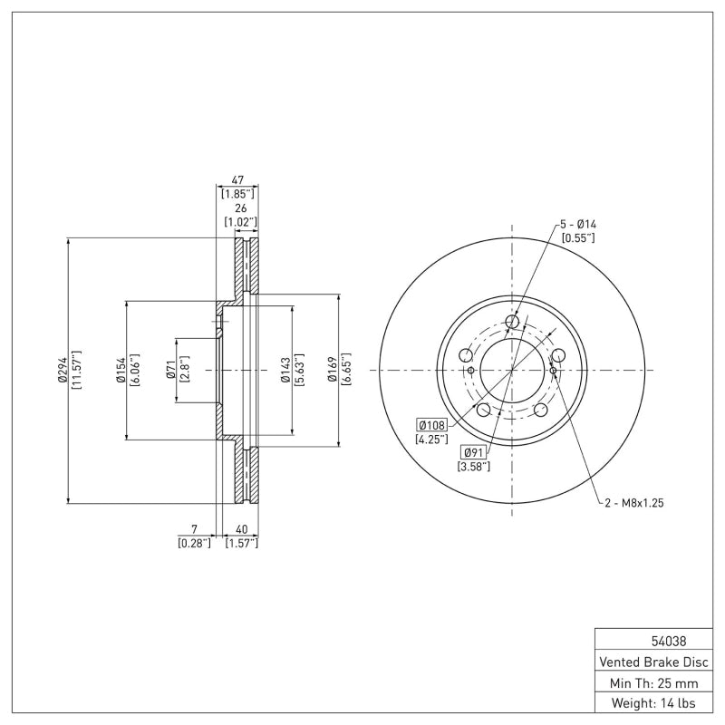R1 93-07 Ford Taurus SHO Front Brake Rotor
