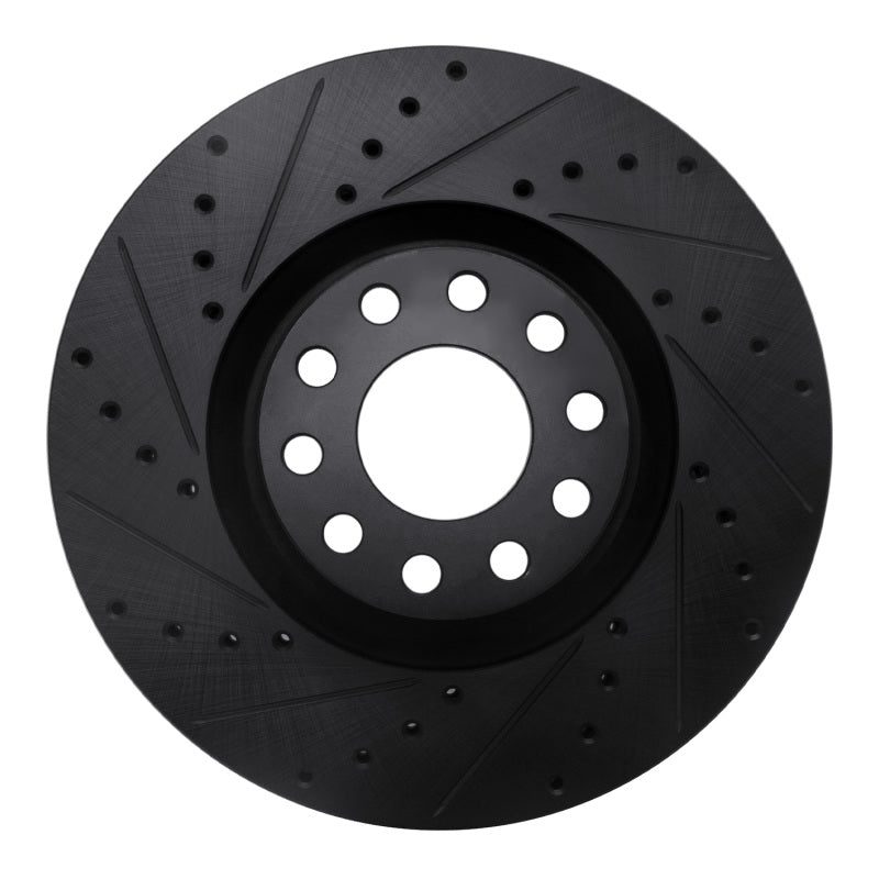 R1 99-04 Audi S6 Front Left Drilled & Slotted Black Brake Rotor