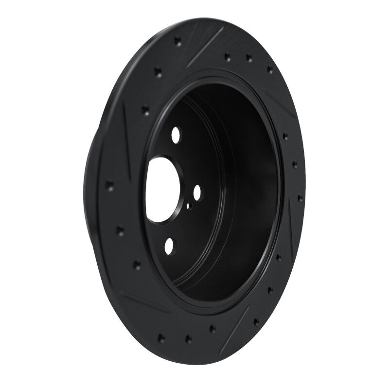 R1 86-93 Lexus ES250 Rear Right Drilled & Slotted Black Brake Rotor
