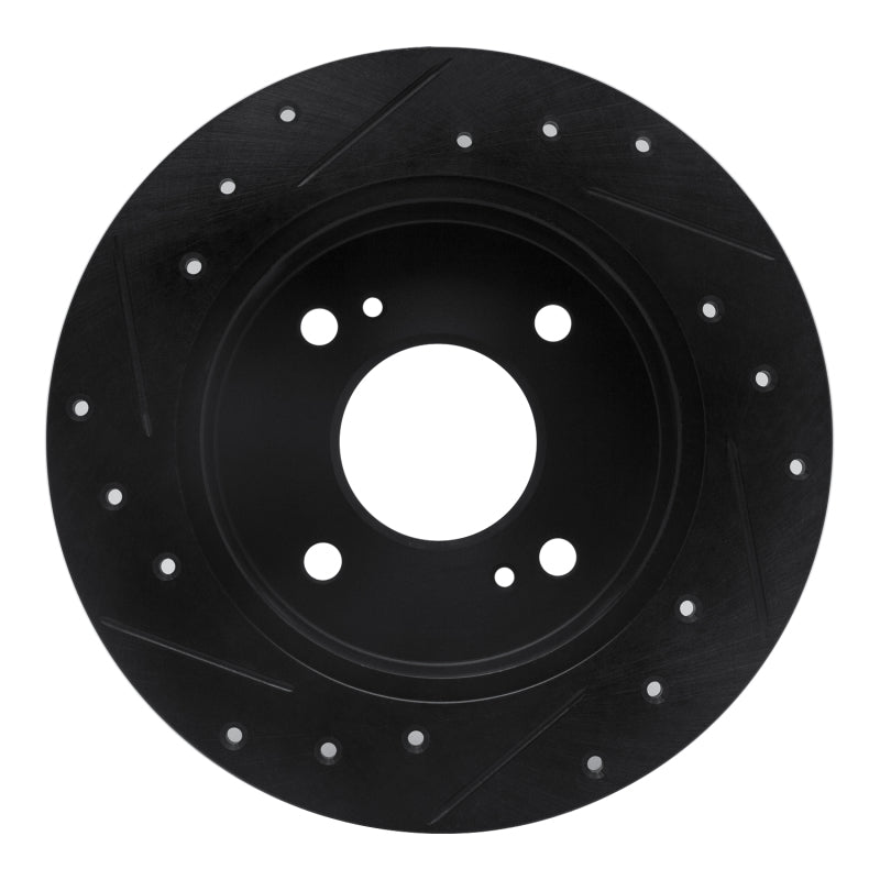 R1 90-06 Infiniti G20 Rear Right Drilled & Slotted Black Brake Rotor