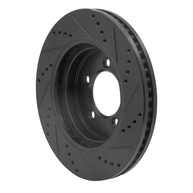 R1 06-10 Ford Explorer Front Left Drilled & Slotted Black Brake Rotor
