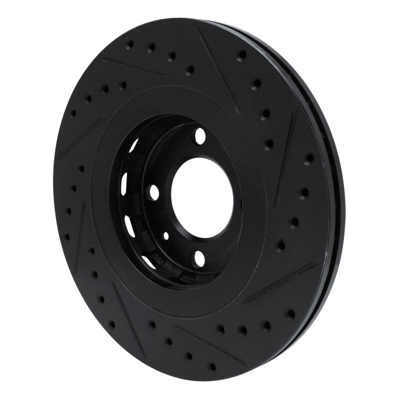 R1 90-93 Volkswagen CORRADO Front Left Drilled & Slotted Black Brake Rotor